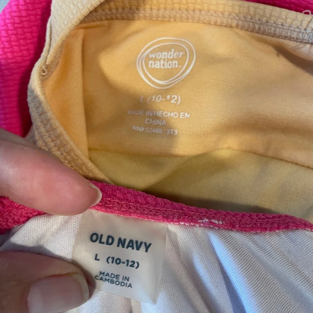 Old Navy Wonder Nation Girls One Piece Swimsuit Lot 2 Pink Colorblock Size 10/12